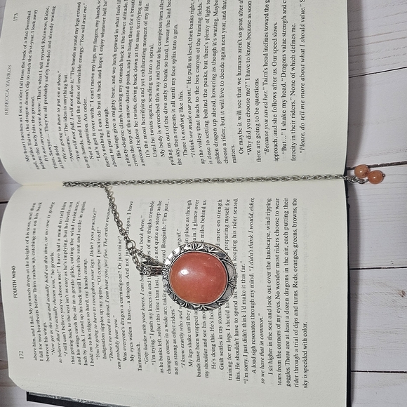 Silver and Orange Sunstone Pendant Bookmark - Picture 4 of 4